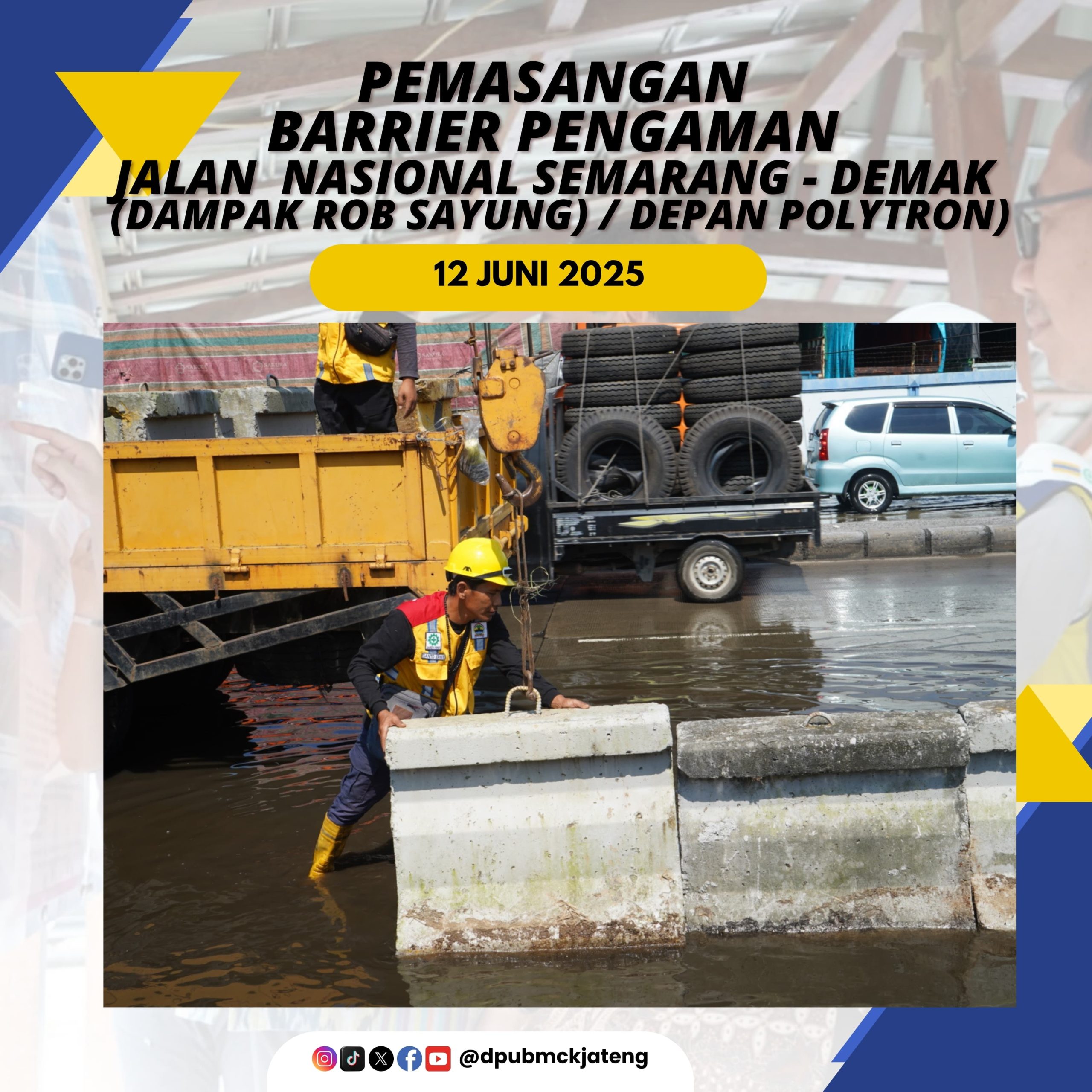 Pemasangan Barrier Pengaman Jalan Nasional Semarang – Demak Sesi II